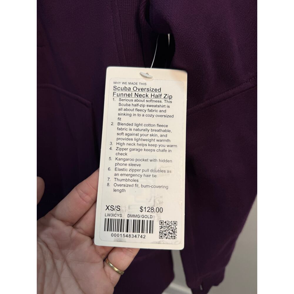 Lululemon Scuba Oversized Funnel Neck Half Zip Dramatic Magenta XS/S - Picture 4 of 7